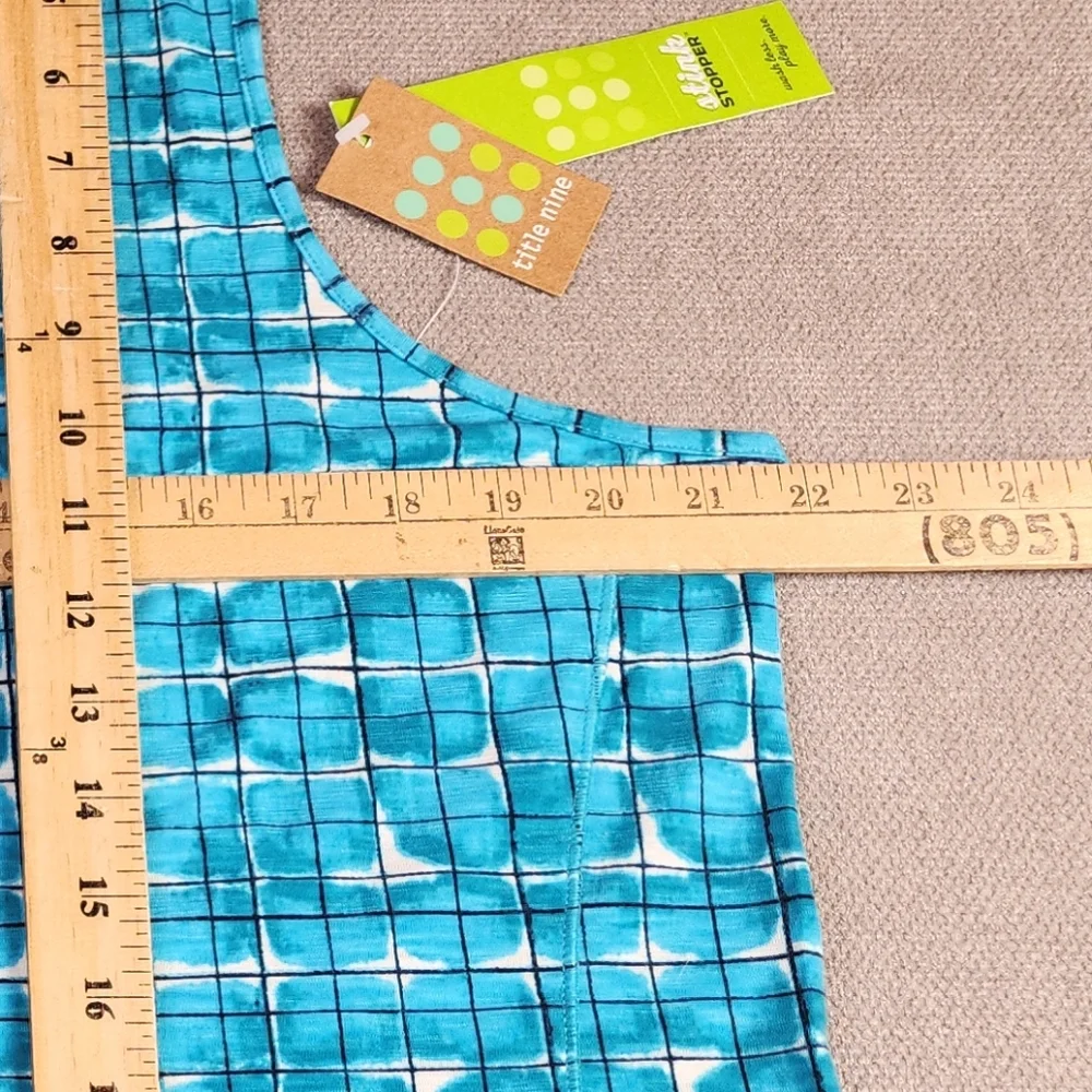 NWT Title Nine Matahari Blue Shibori Blocks Racerback Tank Size XL Stinkstopper - Picture 8 of 14